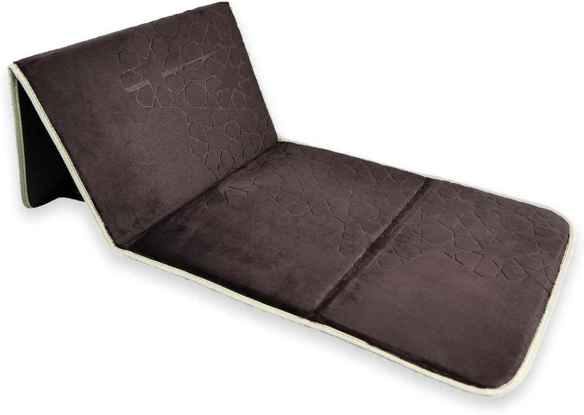 Foldable Prayer Mat with 115 Reclining Backrest Ergonomic Janamaz with Knee Cushion & Carry Bag Islamic Back Support Mat for Comfortable Prayers Grey – image 3