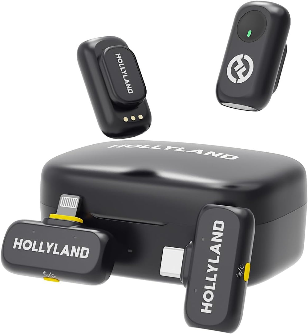 Hollyland LARK A1 DUO Type-C Version Wireless Microphone for iPhone 15/16 & Android, Pure Sound, 3-Level Intelligent Noise Cancellation, Magnetic Mini Microphone for Vlogging, YouTube, Podcast, TikTok