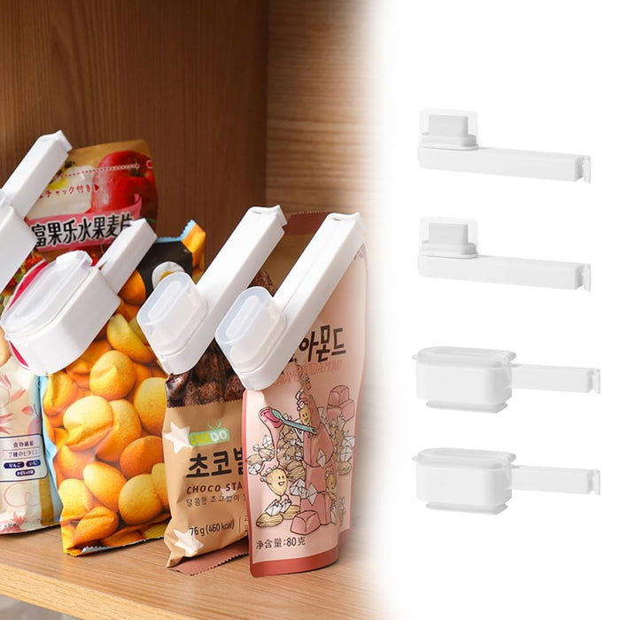 KASTWAVE Food Clip Set of 4, 2 Sizes, Plastic Seal Grip with Pour Spout, Flip-Up Chip Bag Clips for Food, Kitchen and Home, for Flavorings Coffee Snacks