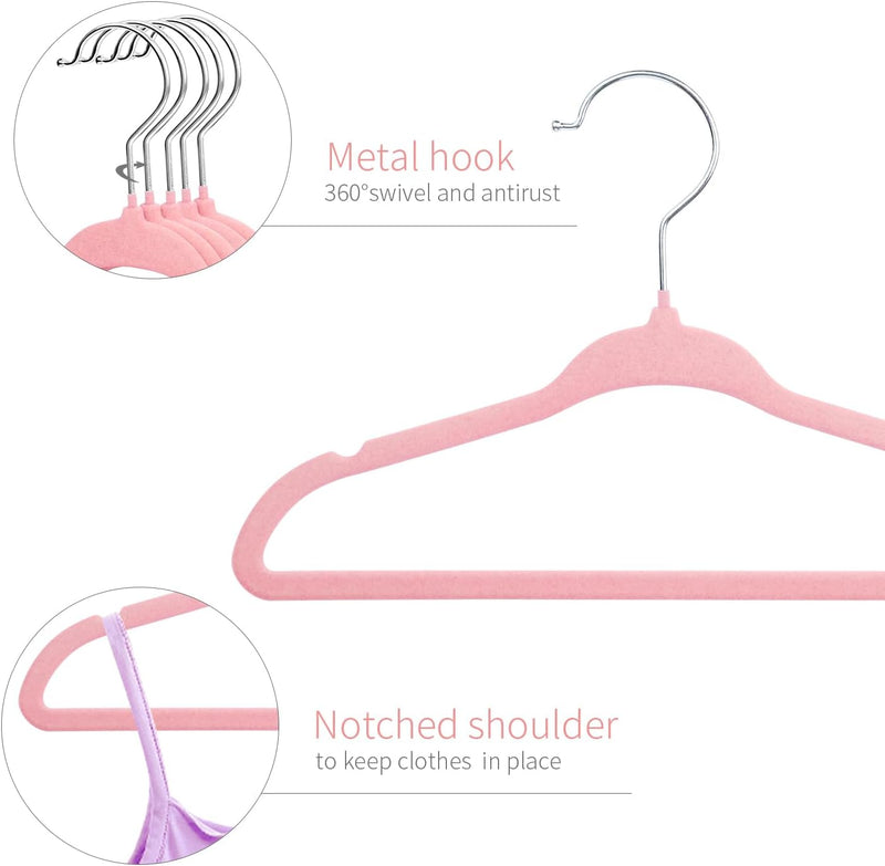 ManGotree Baby Velvet Hangers, Infant and Toddler Hangers, Non-Slip Children Hangers, Ultra-Slim Space Saving Kids Hangers, Sturdy Clothes Hangers 15 Pack (White)
