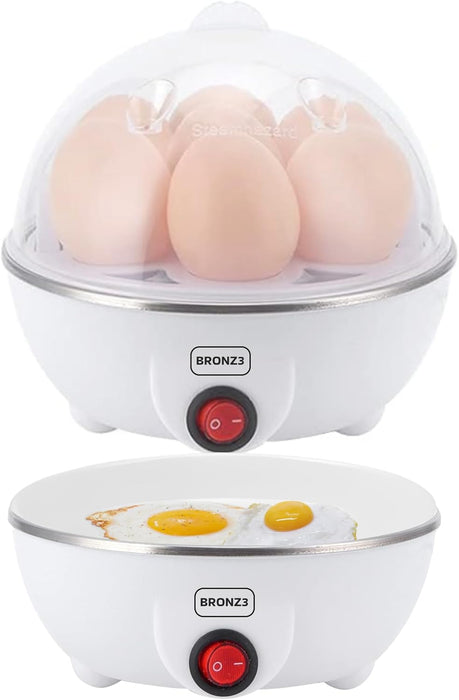 Electric Egg Cooker - 7-Egg Capacity with Auto-Off, One-Touch Operation, Egg Boiler electric cooker with Dual Poacher Pan & Cup, Perfect for Hard, Medium, Soft-Boiled & Poached Eggs, Easy-to-Clean