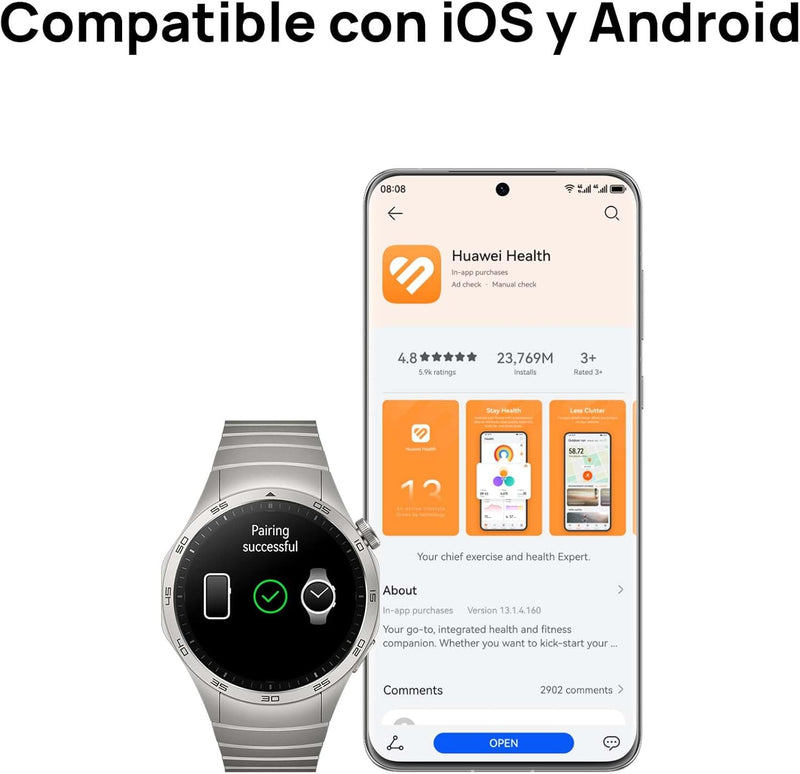 HUAWEI Watch GT4 46mm Smartwatch, Upto 2-Weeks Battery Life, Dual-Band Five-System GNSS Positioning, Pulse Wave Arrhythmia Analysis, 24/7 Health Monitoring, Compatible with Android & iOS, Black