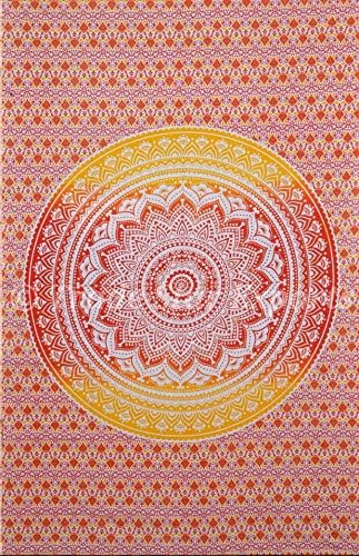 Trade Star Mandala bedsheet Indian Bedsheet Large Table Cloth Picnic Mat Bohemian Wall Hanging Bedcover Long Bedspread Vertical Wall Hanging Wall Background Sheet Wall Tapestry (Pattern 17)