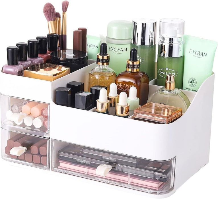 Neoblix Makeup Organizer, Cosmetic Storage Box with Multi-Compartment Drawer for Bathroom, Desk Countertop, Bedroom Dresser, Display Case for Lipsticks, Jewelry, Skincare, Brushes, Vanity Box