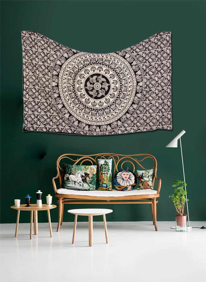 Trade Star Mandala bedsheet Indian Bedsheet Large Table Cloth Picnic Mat Bohemian Wall Hanging Bedcover Long Bedspread Vertical Wall Hanging Wall Background Sheet Wall Tapestry (Pattern 17)