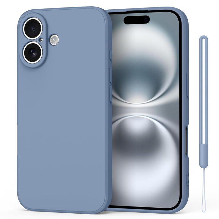 Soft Silicone Case for iPhone 16 Case 6.1-Inch, Slim Liquid Silicone 3 Layers Full Covered Soft Gel Rubber Phone Case Protective Cover for iPhone 16 Cover (Lavender Grey)