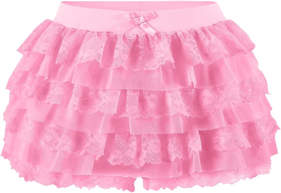 Women Y2K Lace Multi-Layered Bloomers, Lolita Ruffle Shorts, Sexy Short Pumpkin Pants, Elastic Waist Sweet Pettipants