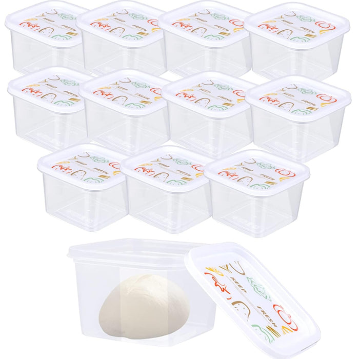 NALACAL Pizza Dough Proofing Box, Set of 12 Large Stackable Dough, with Sealing Lids Bread Dough Container Pizza Dough with Covers Food Storage Container for Home Kitchen Camping - 5.3� x 5.3� x 3.5�