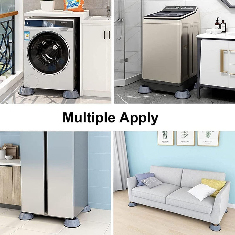 MultiStar®, Refrigerator Stand, Washing Machine Stand, Anti-Vibration Pad, Anti Shock and Noise Reducer Pad, Furniture Base Stand, Fridge Stands, Anti Slip Washing Machine Stabilizer Pack of 4 Grey