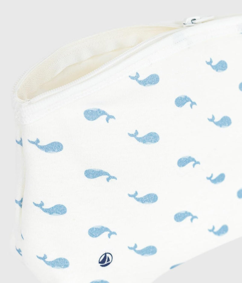 Petit Bateau Pochette bébé en cotton imprimé baleines