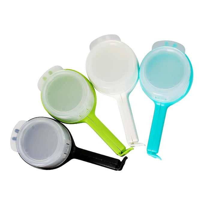 Yvey Food Clip Set with Pour Spout, 4PCS Seal and Pour Bag Clip with Spout for Food Snacks (Round)