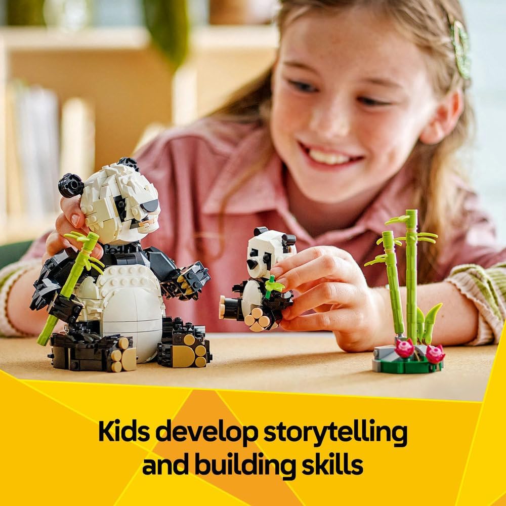Creator 3in1 Wild Animals: Panda Family 31165 Panda Family Transforms into Penguins or Orca, Animal Toys, Gift for 8+ Year Old Boys & Girls, 626 Pieces