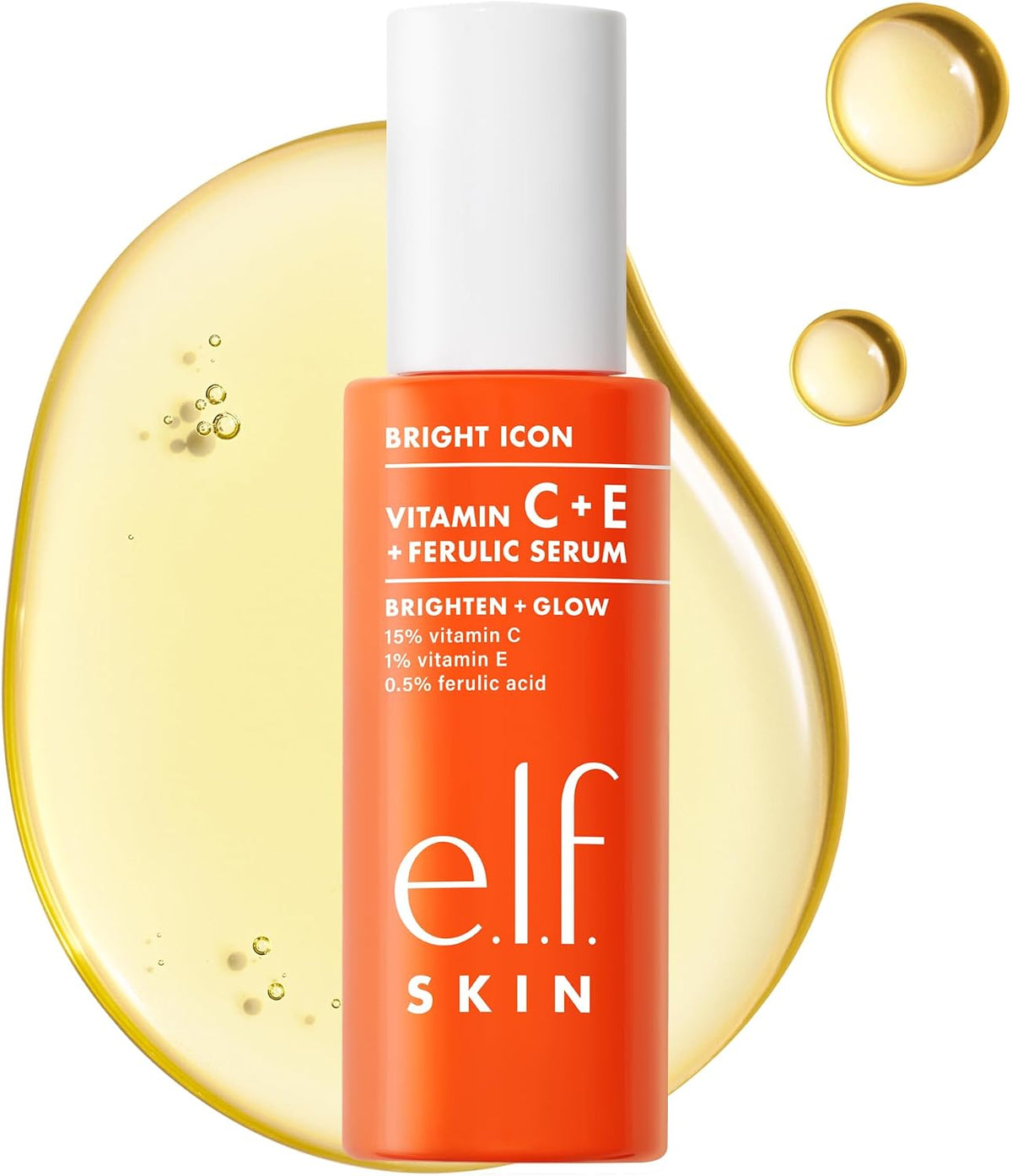 e.l.f. SKIN Bright Icon Vitamin C + E + Ferulic Serum, Brightening & Soothing Face Serum, Helps Even Skin Tone, Vegan & Cruelty-Free, 1 fl oz – image 1
