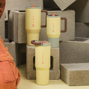 HydroJug Traveler - Modern 40 oz Tumbler with Handle & Simple Flip Straw - Car Cup Holder Friendly, Leak Resistant Water Bottle-Reusable Insulated Stainless Steel & Rubber Base - Gifts for Women & Men