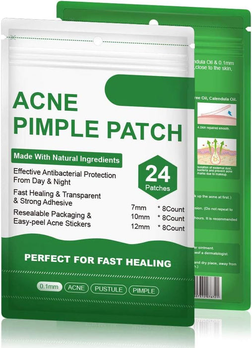 Azonee 24 Pcs Translucent Generic Acne Patches, Hydrocolloid Acne Patches Zit Patches for Face Acne Spot Treatment, Fast-Acting Hydrocolloid. Waterproof, Vegan, Perfect Spot Treatment Stickers.
