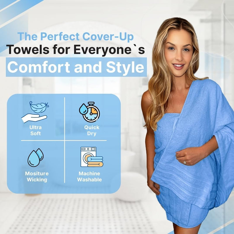 Infinitee Xclusives Premium Cotton Bath Towels Set of 2 (70 x 140 cm) Soft, Highly Absorbent, Quick Dry Towels - Perfect Towels for Bathroom, Gym, Spa & Hotel (Brilliant White)