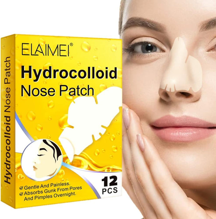 SYOSI Hydrocolloid Nose Patch, 1 Pack-12 Pcs, Blackhead Nasal Patch, Deep Cleansing Pore Strips, Remove Blackheads and Unclog Pores, Clean Oily Skin