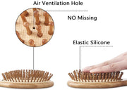 Huachi Wet Hair Brush Bamboo Detangling Brush Natural Wooden Paddle Organic Brush for Women Men Kids Scalp Massage Anti-Static, Reducing Hair Breakage Adding Shine