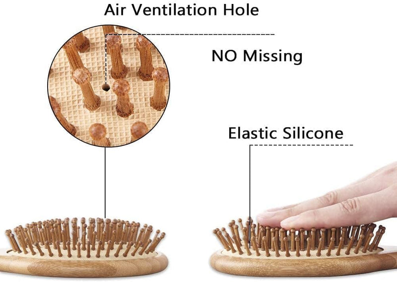 Huachi Wet Hair Brush Bamboo Detangling Brush Natural Wooden Paddle Organic Brush for Women Men Kids Scalp Massage Anti-Static, Reducing Hair Breakage Adding Shine