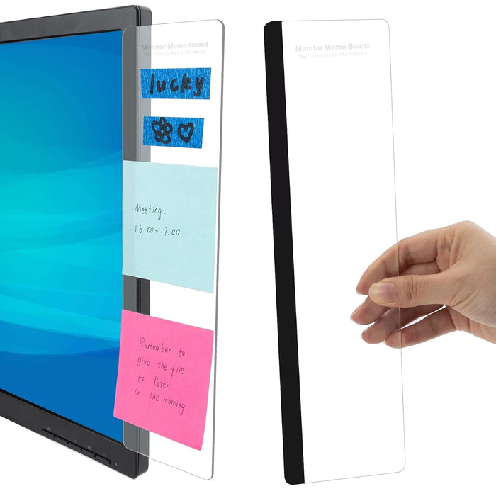 Defsedar 2pcs(Left & Right) Monitor memo Board, Computer Message Board Office Supplies for Women Men Computer Sticky Note Holder Home Office Accessories Office Desktop Message Office Decor (A)
