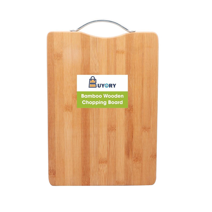 BUYORY Chopping Board for Kitchen, Wooden Cutting Board for Vegetables, Fruits & Cheese, Chopper Board with Handle (34 x 24cm)