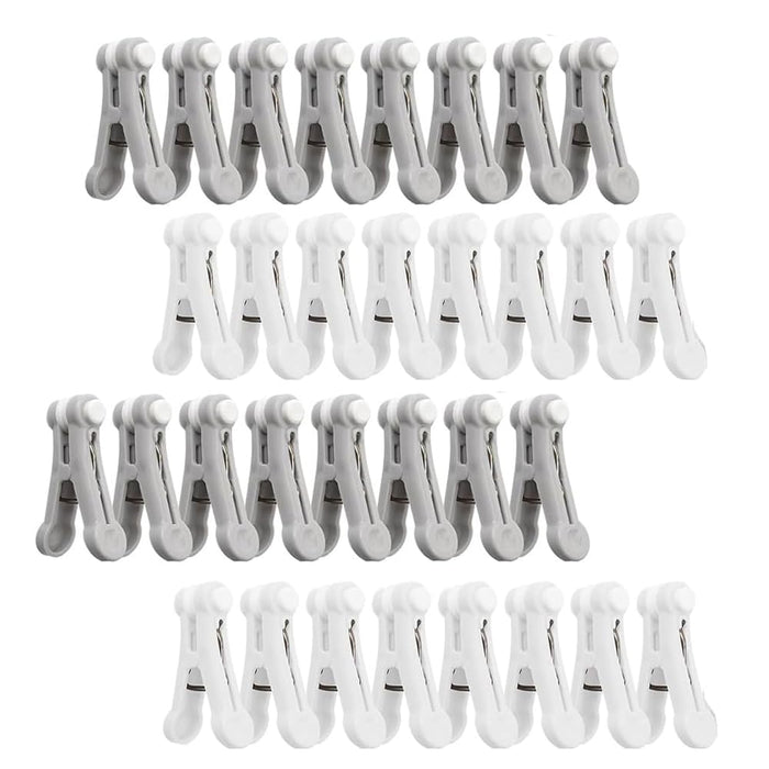 ZELLYA 32Pcs Plastic Clothespins - Strong Traceless Utility Clothes Pins, Non-Slip Windproof Laundry Pegs, Non-Trace Sealing Clips for Clothesline