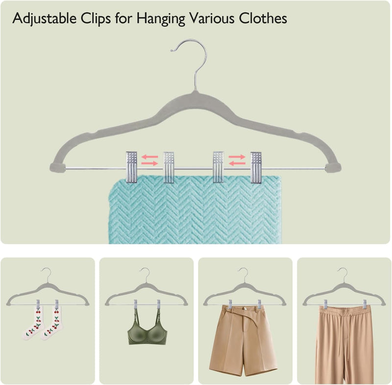 ManGotree 30 cm Baby Velvet Hangers with Movable Clips, Non-Slip Kids Felt Hangers, Ultra-Thin Space-Saving Children's Clothes Hangers for Skirts, Pants, Dresses, Shirts, Jackets (16 Pack, Pink)