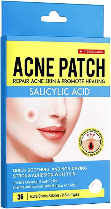 NALACAL Salicylic Acid Acne Patch - Hides Facial Pimples Hydrocolloid Patches - Not Tested on Animals, Microneedle Spot Skincare Patches, Mighty Smallpox Treatment Stickers, Zit Remover, (36 Pcs*2)