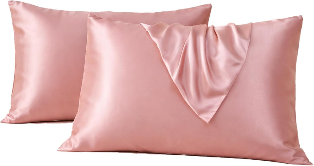 DONETELLA Satin Silk Pillowcases for Hair and Skin Soft & Smooth Pillow Covers, King Size 50x75 CM, Set of 2 Envelope Closure, No Pillow Insert (غطاء الوسادة)