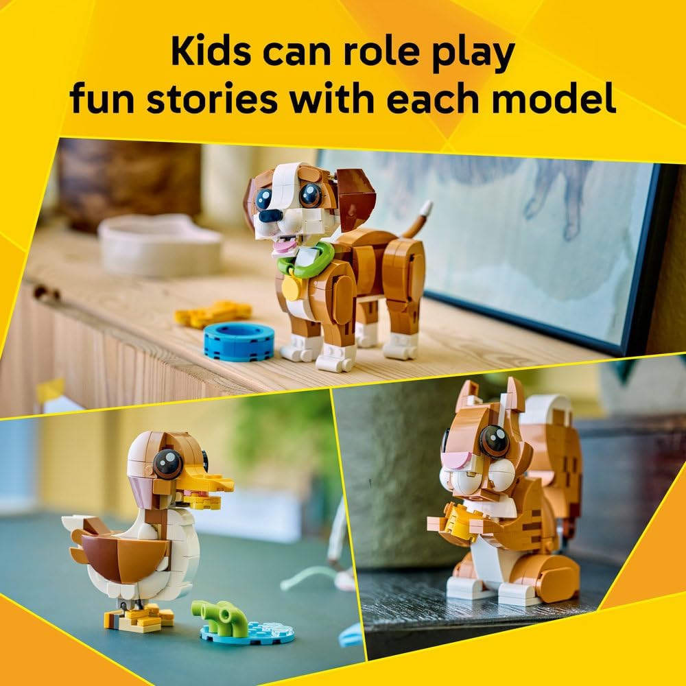 Creator 3in1 Cute Animals: Playful Puppy Dog 31382 Puppy to Squirrel to Duck, Pet Animal Figure, Building Toy, Gift for 8+ Year Old Boys & Girls, 336 Pieces – image 3