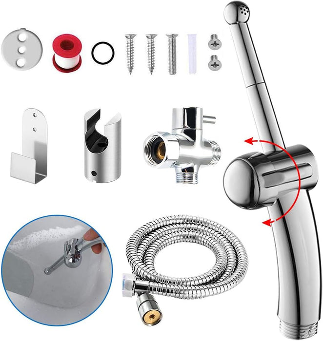 Handheld Bidet Toilet Sprayer Set with Dual Mode Spray Head (Jet/Soft) Premium Brushed Stainless Steel Sprayer for Bidet Attachment, Baby Cloth Diaper Sprayer Set, Bathroom Toilet Clean (Single Mode