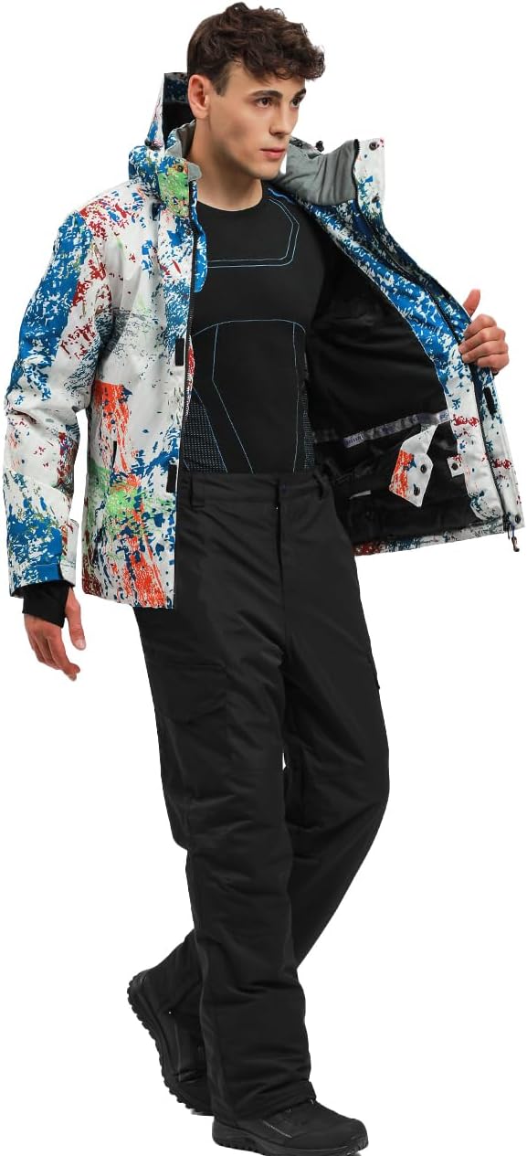 HOTIAN Men's Ski Jacket and Pants Set Snowboard Suit Waterproof SOutdoor Winter Snow Jackets Windproof Mountain Snowsuit