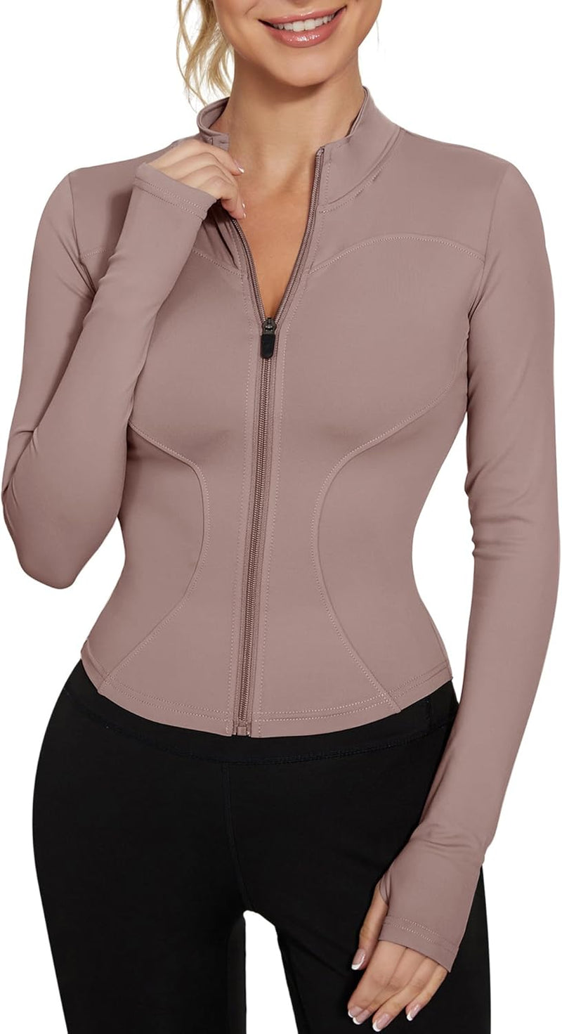 IECCP Women's T-Shirt, Gym Top, Yoga Top, Long-Sleeved Crop Top, Sports Shirt, Lightweight Fitness Top with Half Zipper and Thumb Hole
