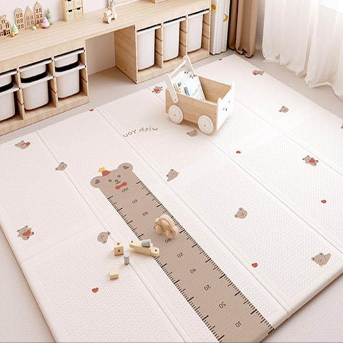QHWRV Double-Sided Pattern Baby Crawling Play Mat 180x200x1.5cm with Height Ruler, Foldable, Suitable for Babies & Toddlers, Kindergarten Mat, Waterproof & Dustproof (A)