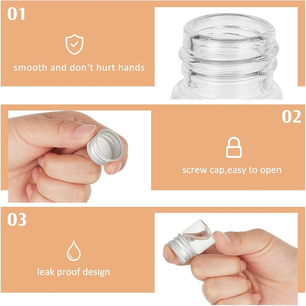 Nalacal 5 Ml Mini Glass Bottles, With Aluminum Cap Tiny Jars Small Vials Screw Caps Containers For Diy Craft Storage, Specimen Jars, Transparent And Reusable(50Pcs)