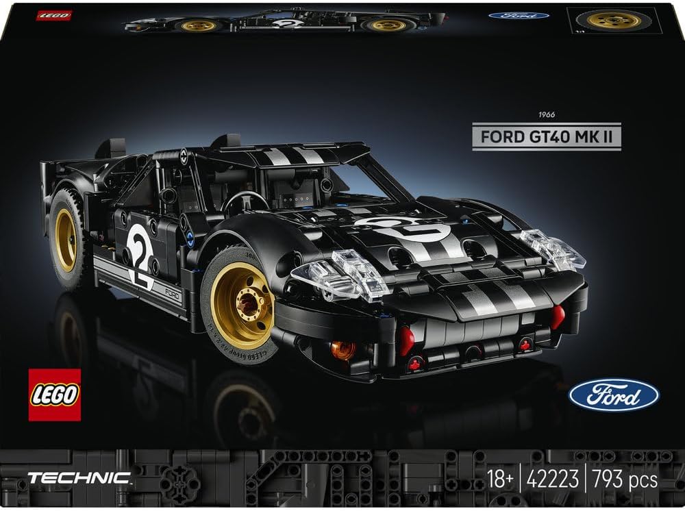Technic 1966 Ford GT40 MKII Race Car - Collectible Model Kit for Adults - Engineering Set w/a V8 Engine, Cool Details & Livery - Gift for Motorsport Fans - 42223