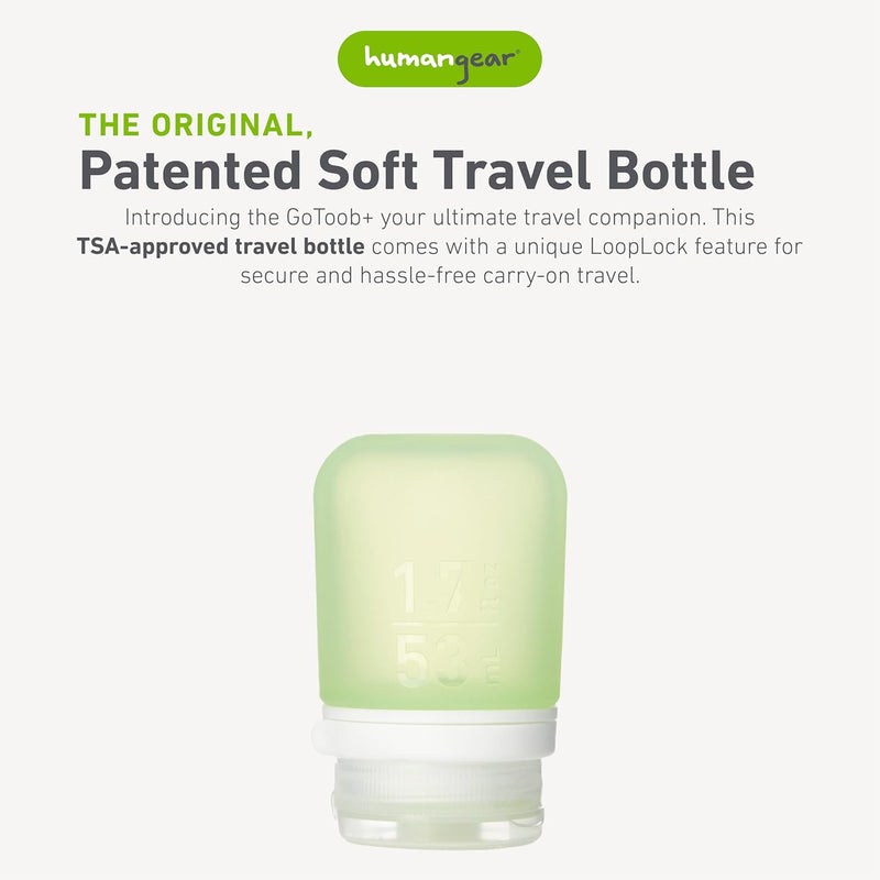 humangear GoToob, Small Parent, Humangear Gotoob+ Silicone Travel Bottle With Locking Cap, Small (1.7oz)