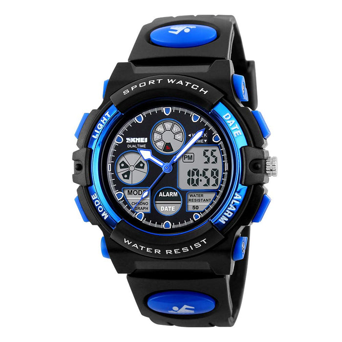 Kids Watch - Eacam Luminous Digital Sport Shock Resistance Outdoor Multifunctional LED 50M Waterproof Alarm Calendar Analog Watch for Children with Silicone Band
