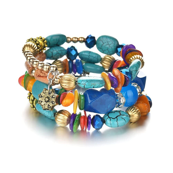 SYOSI Multilayer Irregular Agate Beads Charm Bracelets for Women Vintage Jade Colored Stone Man Bracelets Yoga Bangles Ethnic Jewelry