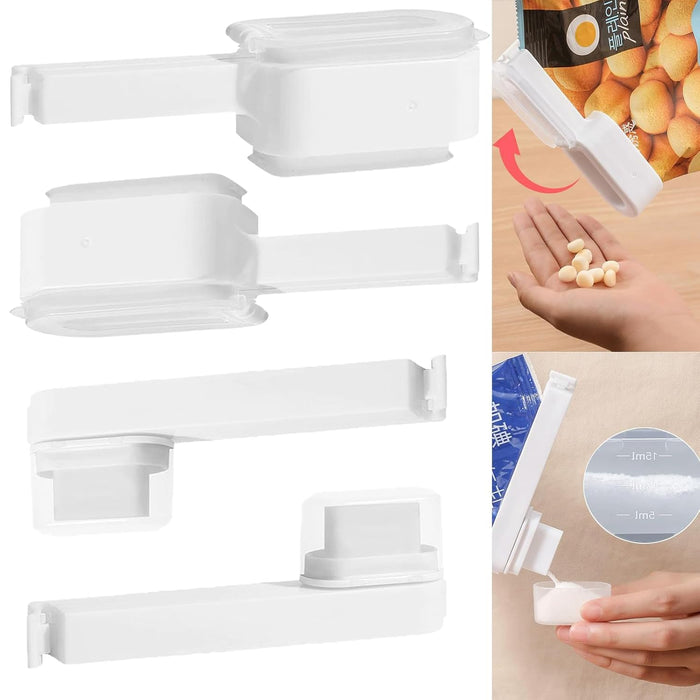 4pcs Pouring Clips, Bag Sealing Clips for Food Storage, Chip Snack Bag Sealer With Pour Spout for Cereal, Corn Flakes, Dry Fruits - Easy to Use