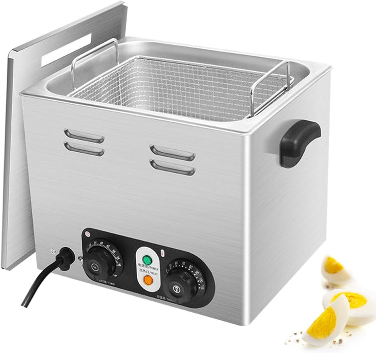 Commercial Egg Boiler, 2600W Electric Egg Cooker with Mesh Basket, 45 Pcs Capacit, 30~110°C Temperature Control, 0-60 Min Timer, Stainless Steel Poached Egg Maker for Restaurant