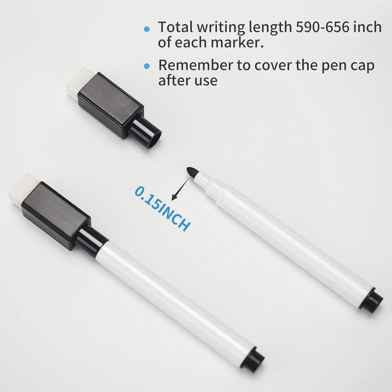 JEFURE 72 Pcs Black Magnetic Dry Erase Markers with Eraser Cap, White Board Mini Dry erase Markers Bulk, Fine Point Tip Student White Board Markers for Teachers Office School Supplies