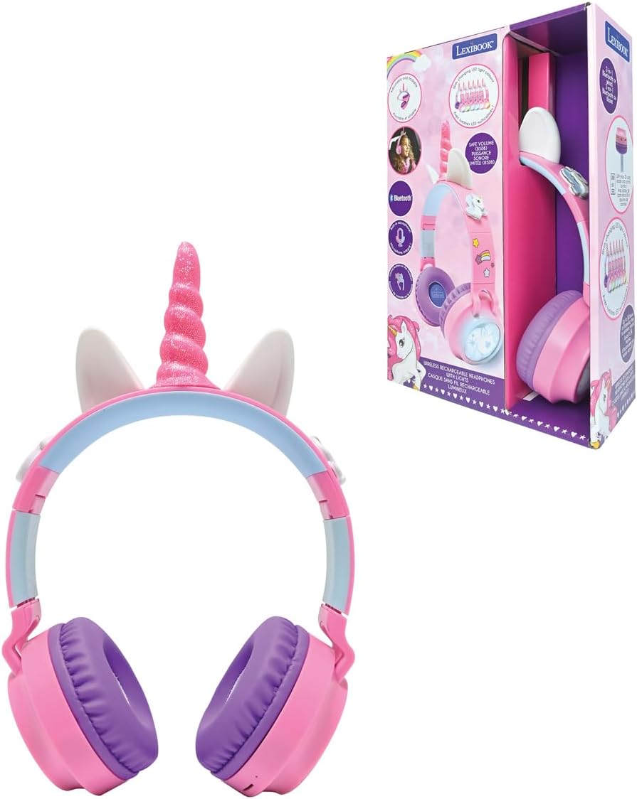 Lexibook - Paw Patrol, 2-1 Wireless and Wired Headphones with Chase ears, sound limited to 85 dB, Light effects, Foldable, Adjustable, Rechargeable, HPBT015PA