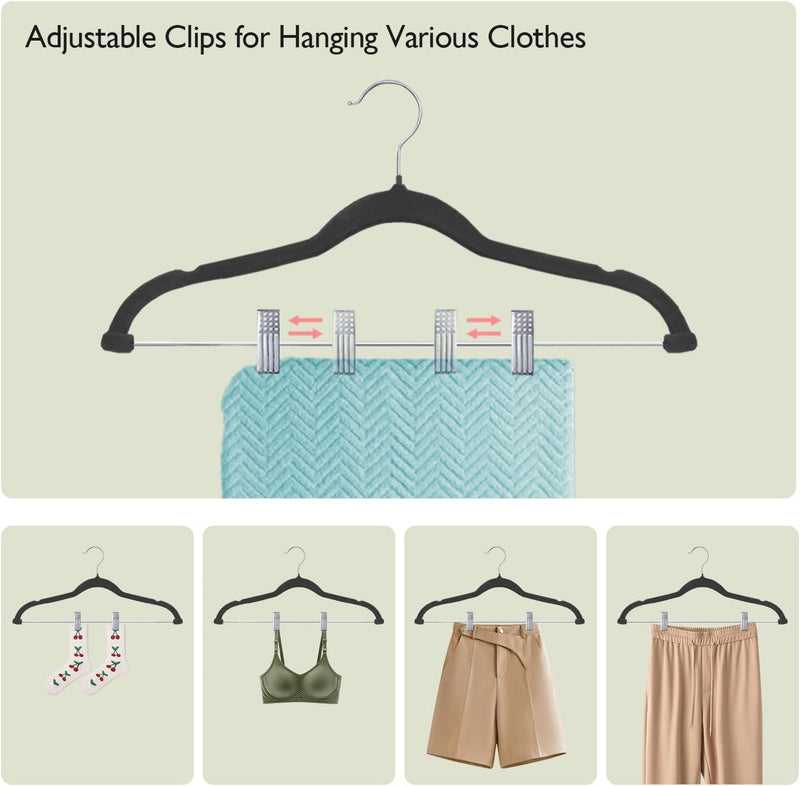 ManGotree 30 cm Baby Velvet Hangers with Movable Clips, Non-Slip Kids Felt Hangers, Ultra-Thin Space-Saving Children's Clothes Hangers for Skirts, Pants, Dresses, Shirts, Jackets (16 Pack, Pink)