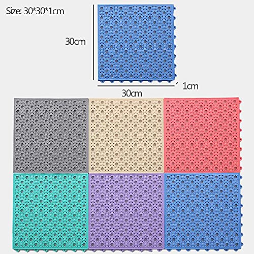 JJONE 3PCS Bath Mat, Non Slip Shower Mat, Bathroom Mats Bathroom Rugs, Interlocking Soft PVC Floor Mats, DIY Floor Mat with Drain Holes for Home Kitchen Bathroom Shower Pool Balcony (A-Light Grey)