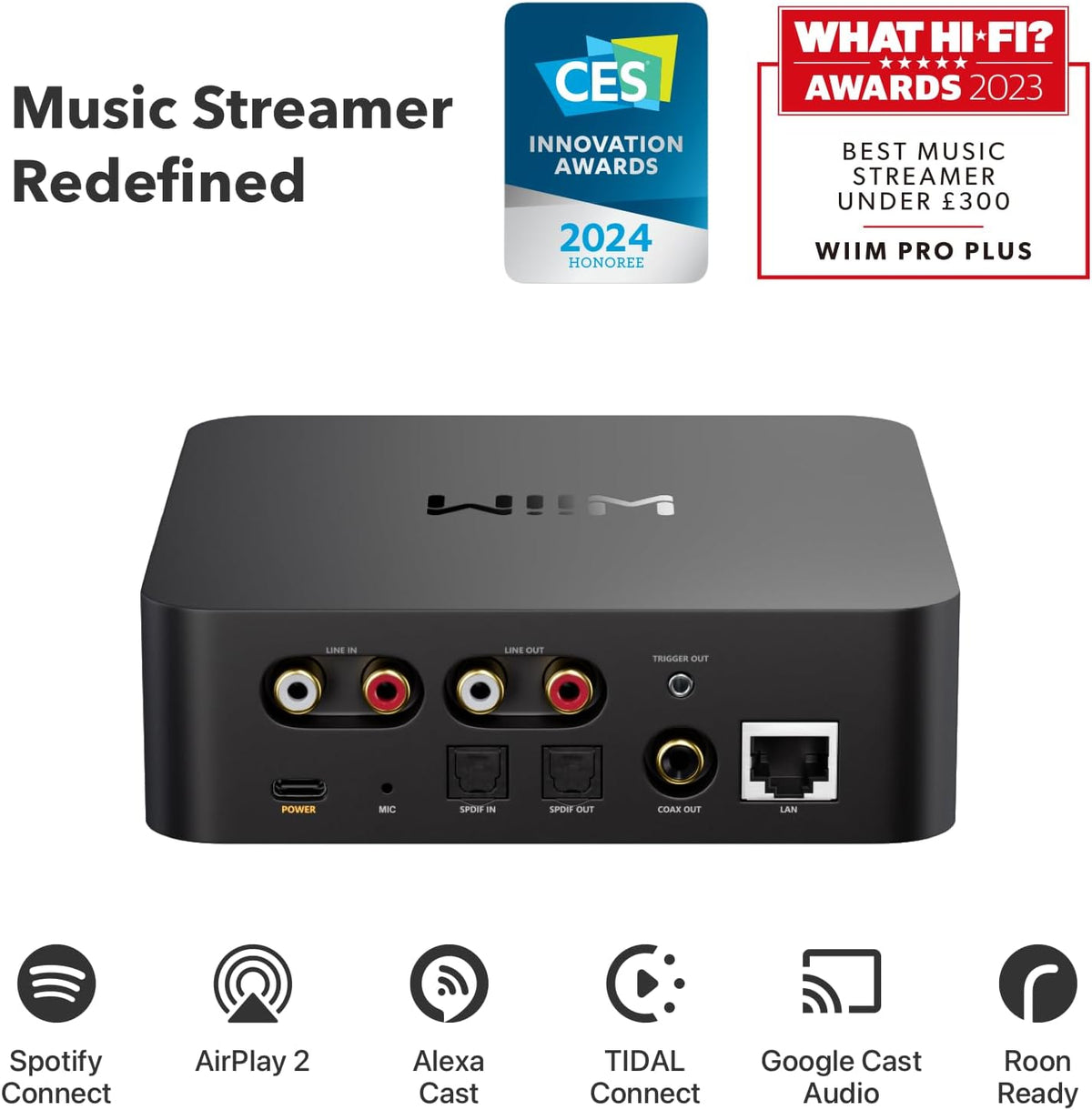 WiiM Pro Plus AirPlay 2 Receiver, Google Cast Audio, Multiroom Streamer with Premium AKM DAC, Voice Remote, Works with Alexa/Siri/Google, Stream Hi-Res Audio from Spotify, Amazon Music, Tidal and More – image 2