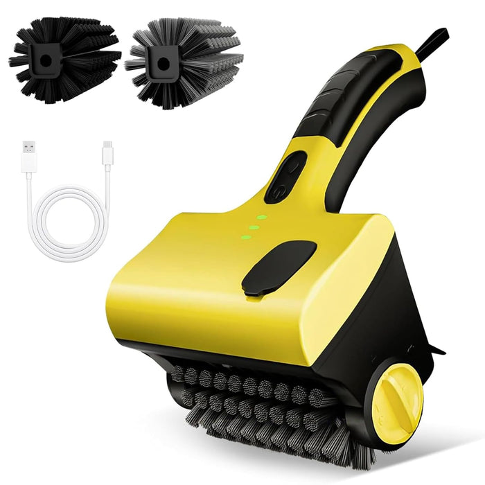 Angju Cordless Rechargeable Grill Brush, 360° Rotating Cleaner Brush, Cordless Electric Grill Cleaning Scrub Brush with Two Different Brushes for Grill, Kitchen Room, Bathroom