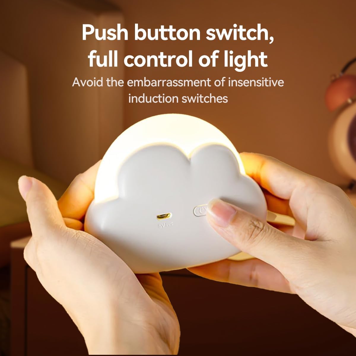 Night Light for Kids, Cute Nursery Light for Baby, LED Bedroom Lamp with 2-color Dimmable, USB Rechargeable with Silicone Detachable Lanyard Portable Camping (White) – image 3
