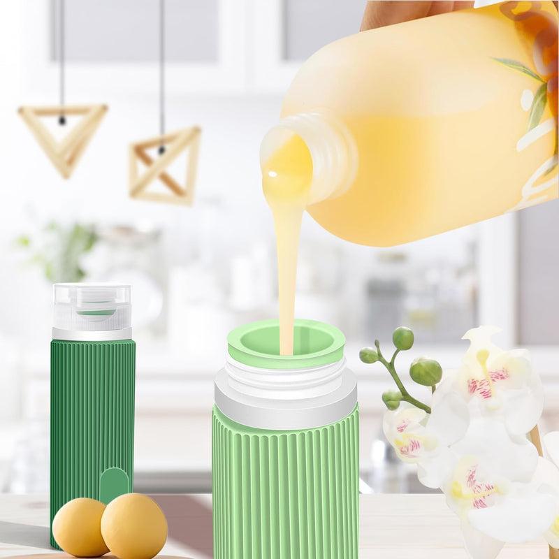 Idrese Silicone Travel Bottles Set, 4 Pcs 100ml Containers for Toiletries, Accessories for Women, Airplane Essentials (Green)