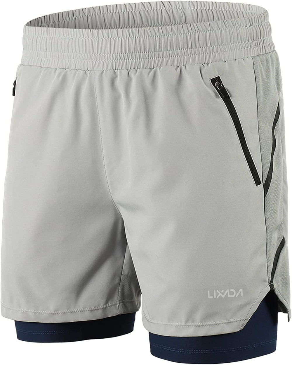 Men 2 in 1 Running Shorts Quick Drying Breathable Active Training Exercise Jogging Marathon Cycling Shorts